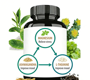 Capsules à base de plantes OEM pour la gestion du cortisol avec <span class=keywords><strong>L</strong></span>-Théanine pour la détoxification, le soutien du sommeil et le soulagement du stress pour les femmes - Product Image 4