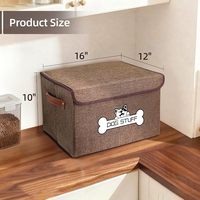 Boîte de rangement pour animaux de compagnie en coton et lin, grande capacité, moderne, rectangulaire, pliable, empilable, avec deux poignées en cuir pour le rangement des jouets