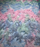 Tissu en dentelle à paillettes et plumes effet ombré, fait main, épais, brillant, pour robes de soirée de luxe et couture