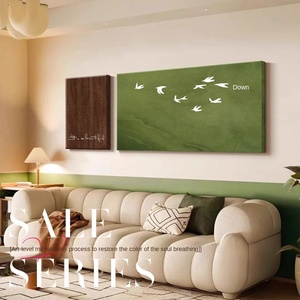 Cuadro al Óleo Enmarcado Estilo Medieval, Lienzo Decorativo para Sala <span class=keywords><strong>de</strong></span> Estar, Fondo para Sofá, Paisaje Verde <span class=keywords><strong>de</strong></span> Inspiración Francesa - Product Image 2