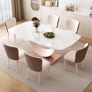 Moderner, schlichter Esstisch im italienischen Stil, rechteckig, leicht luxuriös, für kleine Wohnungen, nordischer Schiefer, glänzender Marmor, für den Heimgebrauch - Product Image 2