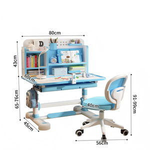 Escritorio de altura ajustable, escritorio de estudio de diseño moderno y juego de sillas para niños, escritorio de aprendizaje cómodo, escritorio de estudio de ángulo ajustable - Product Image 4