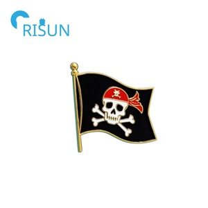 Fabricación esmalte pirata cabeza esqueleto huesos Pin broche personalizado esqueleto y Crossbone solapa Pin esqueleto Cruz hueso pines insignias - Product Image 6