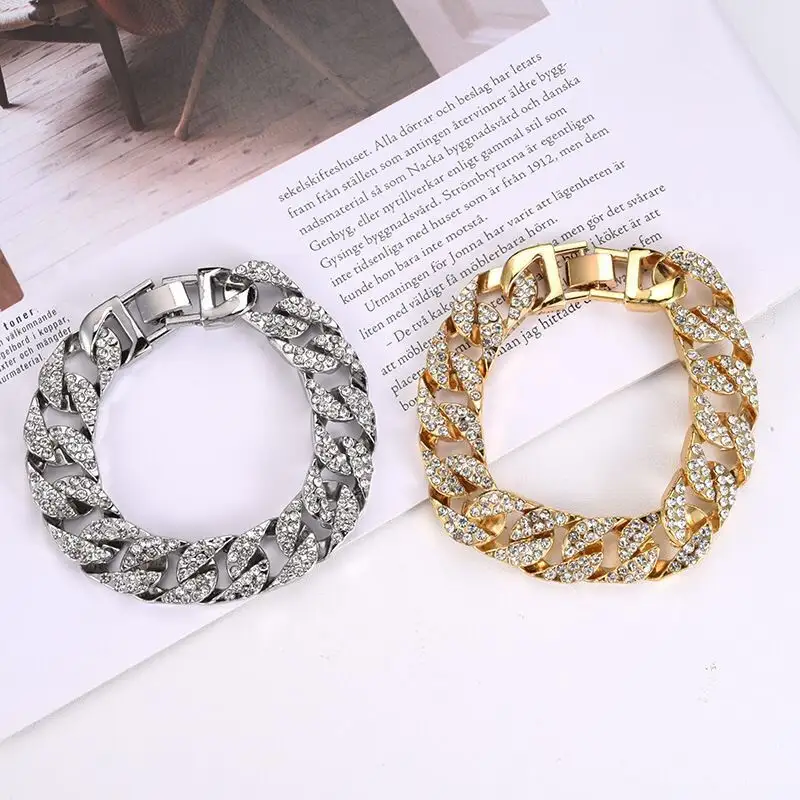 Fashion Brand Jewelry Designer Bracelet Gold Plated Luxury Bracelets Zircon Diamond Cuban Link Chain Bracelet For Men Women