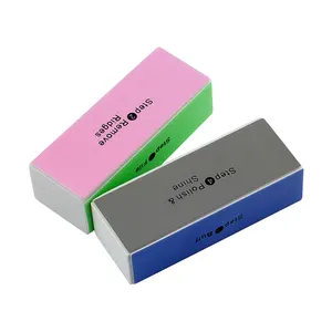 Wholesale Supplies nail art puffer professionelle elastische schwamm 100/180 rosa mini mit logo 4 Way Shiny Nail Buffing Block