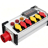 Boîtier de Prise Industrielle Extérieur Étanche IP67 en ABS, 32A, 6 Prises, Disjoncteur, Tension Universelle 110V-480V, Temporaire, Industriel