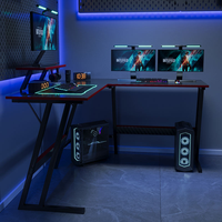 LEIENTE Meubles de bureau à domicile, grand bureau de jeu RGB, table de jeu d'angle pour l'e-sport, fabricant de bureaux de jeu pour PC, bureau de joueur noir
