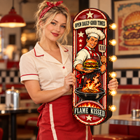Enseigne LED Chef Burger, enseigne lumineuse vintage en métal, enseigne publicitaire pour restaurant de restauration rapide, bar, décoration murale, pub