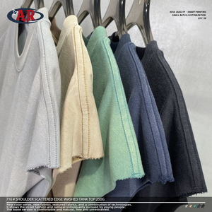 ODM/OEM 100% <span class=keywords><strong>Coton</strong></span> Pur 250g Débardeur <span class=keywords><strong>Homme</strong></span> Col Rond avec Épaules et Bords Déchirés, Débardeur Lavé et Usagé - Product Image 5