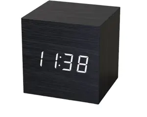 Youton 2024 New Cube nhỏ đồng hồ báo thức độ chính xác cao vuông bằng gỗ LED bảng đồng hồ