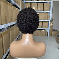 Perruque brésilienne courte en cheveux humains bouclés lâches 12A, fabriquée à la machine, couleur noir naturel, adaptée aux femmes noires