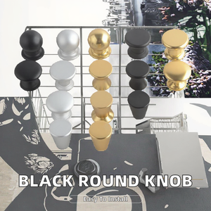 Hot Selling <strong>Black</strong> Cabinet Hardware Modern Aluminum Alloy <strong>Knob</strong> Single Sided Kitchen Drawer <strong>Door</strong> Handle Pull Easy Installation - Product Image 2