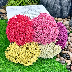 Queyiyi Fleurs Artificielles Bouquet de Gypsophile Blanc Rose Rouge Jaune Violet en Plastique pour Mariage et Décoration Intérieure - Product Image 4