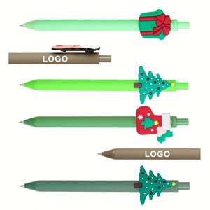 Bolígrafo de punta redonda con logotipo personalizado de dibujos animados navideños, bolígrafo retráctil de tinta de gel con clip 3D de Papá Noel, muñeco de nieve y reno, promociones - Product Image 2