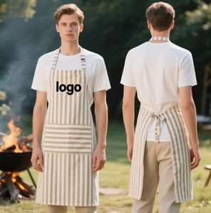 Delantal sin mangas de color puro Delantales de chef de cocina con 2 bolsillos Logotipo publicitario personalizado - Product Image 6