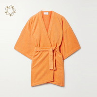 Robe en tissu éponge bio en mélange de coton et bambou, Kimono en bambou, Robe en tissu écologique, Peignoir, Serviette de bain en coton éponge à manches courtes