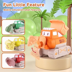 Juguetes de Construcción de Dibujos Animados, Mini Camiones de Ingeniería de Presión y Avance, Set de Excavadora, Topadora, Apisonadora y Hincadora para Niños Pequeños - Product Image 5