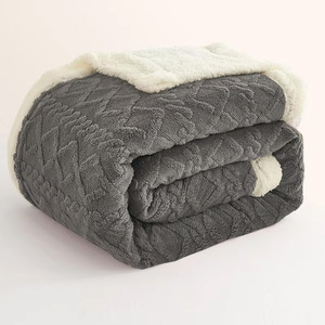Chất Lượng Cao Tuff Len Màu Rắn Dệt Kim Hai Lớp Ném Flannel Sherpa Polyester Chăn - Product Image 1