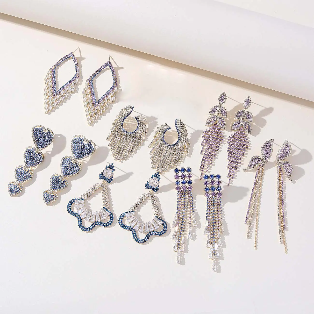 Jachon Vintage Luxury Tassel Long Flower Heart Earrings Fashion Crystal Drop Earrings Jewelry