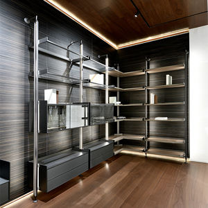 Étagère de présentation en aluminium de luxe |   Étagère modulaire personnalisée avec éclairage LED, placage en bois massif, étagères écologiques pour salon - Product Image 2