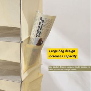 Factory <b>6</b>-Shelf Multi-Bin Fabric Storage Bags Foldable Hanging Rack Shirt Organizer Wardrobe Storage Without <b>Drawer</b> - Product Image 6