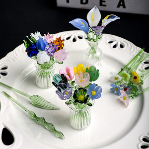 Ornamenti Floreali in Vetro Rivestito Fatti a Mano in Stile Giapponese, Bouquet Simulato di Fiori Freschi, Decorazione per Vasi - Product Image 3