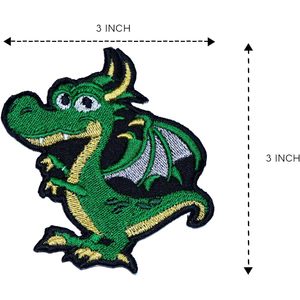 Parche Bordado DigitEMB Dragón Verde 3x3 Termoadhesivo y Cosido, Bolsillo con Cremallera de 11 Piezas para Mochilas, Chaquetas y Gorras - Product Image 4