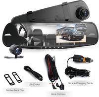 Dash Cam Kamera Spion 4.3 inci DVR Monitor Kamera Belakang Sistem Perekaman Video Dual Kamera Full HD 1080p dengan Sensor-G Terintegrasi