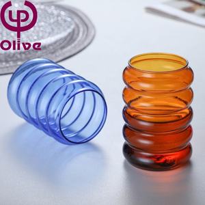 440ML rond jus lait verres tasse soufflé à la main spirale chenille boucle tasses belle couleur haute borosilicate verre tasse à café - Product Image 3