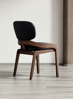 JP Style nordique Simple en cuir noir loisirs fauteuil hôtel Villa Restaurant cadre en bois luxe salle à manger chaise meubles