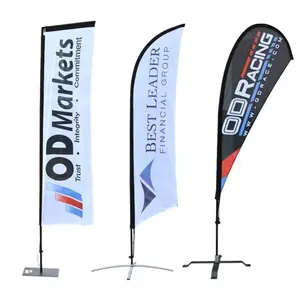 Custom Flag Double Side Printing Beach Feather Flag For Trade Show