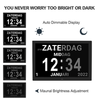 Nouvelle horloge Alzheimer de grande taille Horloge de jour numérique de 15 pouces pour les personnes âgées Calendrier électronique non abrégé