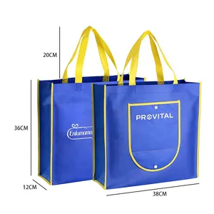 Venta al por mayor eco amigable logotipo personalizado reutilizable no tejido polipropileno bolsa de compras