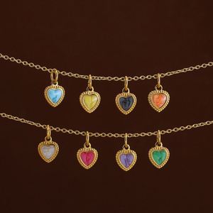 Acero inoxidable esmalte impermeable rojo personalizado oro encanto corazón collar - Product Image 1