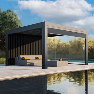 Motorized Louver Aluminum Pergola Waterproof Outdoor Gazebo Remote Control Louvered Roof LED Lights Patio - Product Image 4