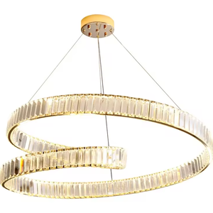 Zeal Lighting moderno anillo de círculo de cristal dorado colgante LED Luz lineal para hotel en casa - Product Image 6