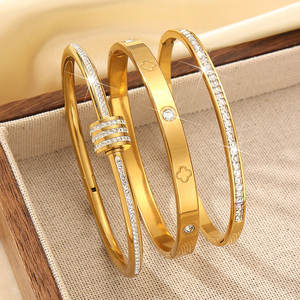 Pulsera y brazalete de acero inoxidable 316L a prueba de agua y antideslustre, chapado en oro de 14K y 18K, pulseras de diseño para mujer. - Product Image 1