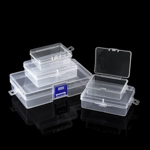 Transparent Rectangular Plastic Storage <b>Box</b> With <b>Lock</b> Cover For Tools Parts Sample Packaging Bins Set - Product Image 1