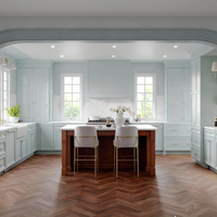 Gabinetes de Cocina Modulares de Melamina Personalizados BALOM, Gabinetes de Cocina de Madera con Encimera de Mármol, Listos para Armar