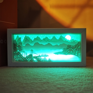 Caja de Papel con Diseño de Anime, Caja de Fotos 3D Personalizada, Caja de Luz con Recortes de Papel, Lámpara Nocturna LED, Arquitectura Islámica, Paisaje, Marco de Madera - Product Image 4