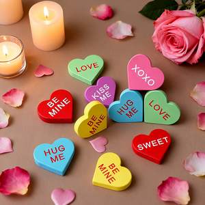 ของตกแต่งรูปหัวใจไม้หลากสี 1 ชิ้น พร้อมสัญลักษณ์วันวาเลนไทน์ เหมาะสำหรับมื้อค่ำวันวาเลนไทน์ งานปาร์ตี้สไตล์วินเทจ - Product Image 3