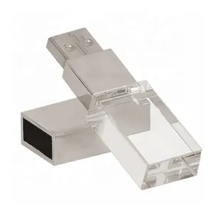 Creative USB3.0/2.0 16GB Silver/Gold Metal USB Flash Drive Acrylic Custom logo Crystal USB Stick