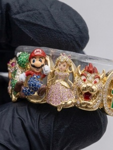 Joyas de Oro Personalizadas para Hombre con Dientes de Personajes de Dibujos Animados <span class=keywords><strong>3D</strong></span> (<span class=keywords><strong>Bowser</strong></span>, Peach, Yoshi) con Esmalte Iced Out, Estilo Hip Hop - Product Image 4