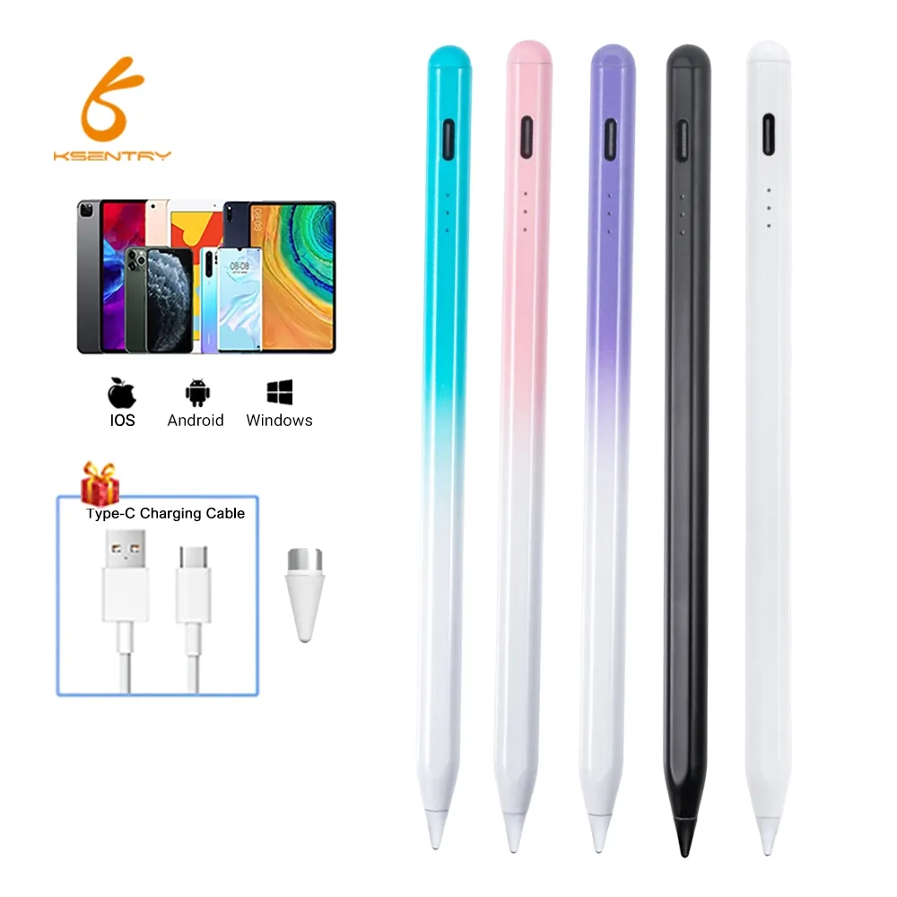 Pena Tablet Universal kapasitif, pena Stylus sentuh tekanan pintar dengan tambahan penolakan magnetik telapak tangan