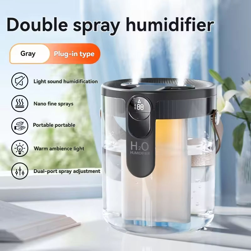 เครื่องทำความชื้นแบบสเปรย์คู่ (สีเทา) รุ่นเสียบปลั๊ก USB