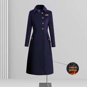 Manteau professionnel mi-long pour femmes, idéal pour les réceptionnistes d'hôtel, uniforme de travail, manteau en laine automne/hiver - Product Image 2