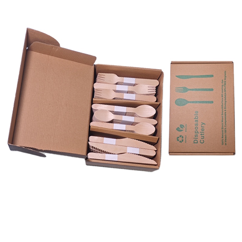 Senhe SH399 Birch Wood Disposable Cutlery Set | Eco-Friendly Compostable Tableware