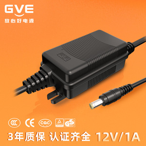 Gve Power <b>Adapter</b> 12V 1A <b>Us</b> <b>Plug</b> Dc Output For Electronics - Product Image 1