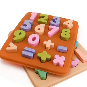 Makanan kelas kustom desain baru silikon 3D nomor anak-anak Bayi Balita mainan pendidikan