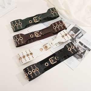 Nouvelle <span class=keywords><strong>ceinture</strong></span> large pour <span class=keywords><strong>femme</strong></span> <span class=keywords><strong>2022</strong></span>, <span class=keywords><strong>tendance</strong></span>, avec rivets décoratifs, <span class=keywords><strong>ceinture</strong></span> élastique pour manteau, <span class=keywords><strong>ceinture</strong></span> de contrôle de la taille extensible et élégante, en cuivre - Product Image 1